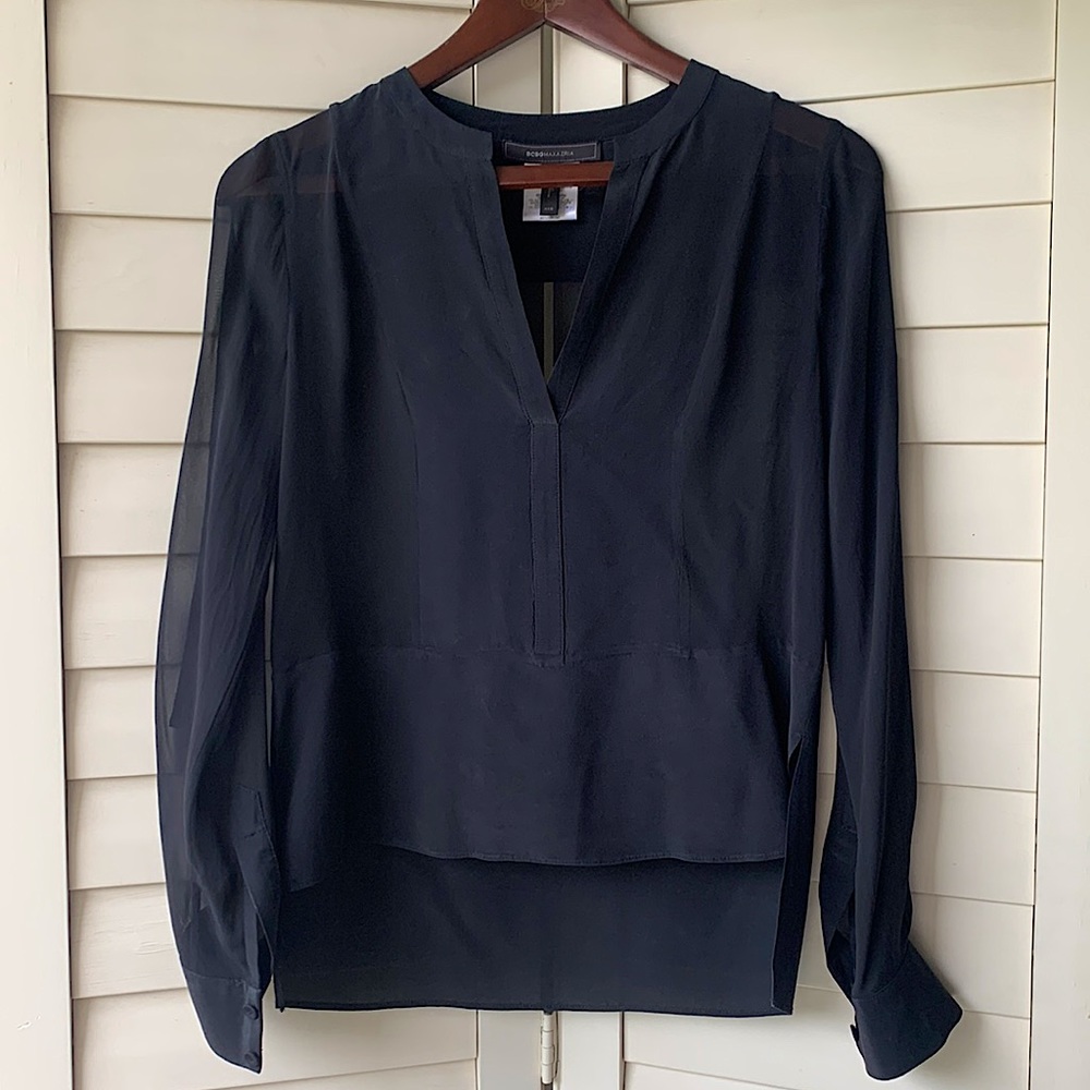 BCBGMAXAZRIA 100% Silk Liberty Blouse in XXS.